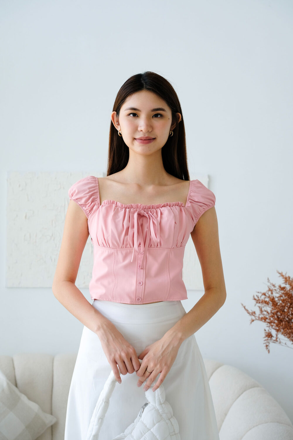 Cap Sleeve Tie String Ribbon Top - Image 8