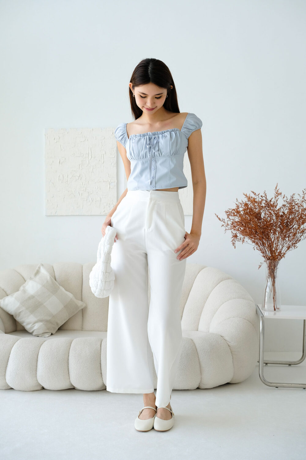 Cap Sleeve Tie String Ribbon Top - Image 2