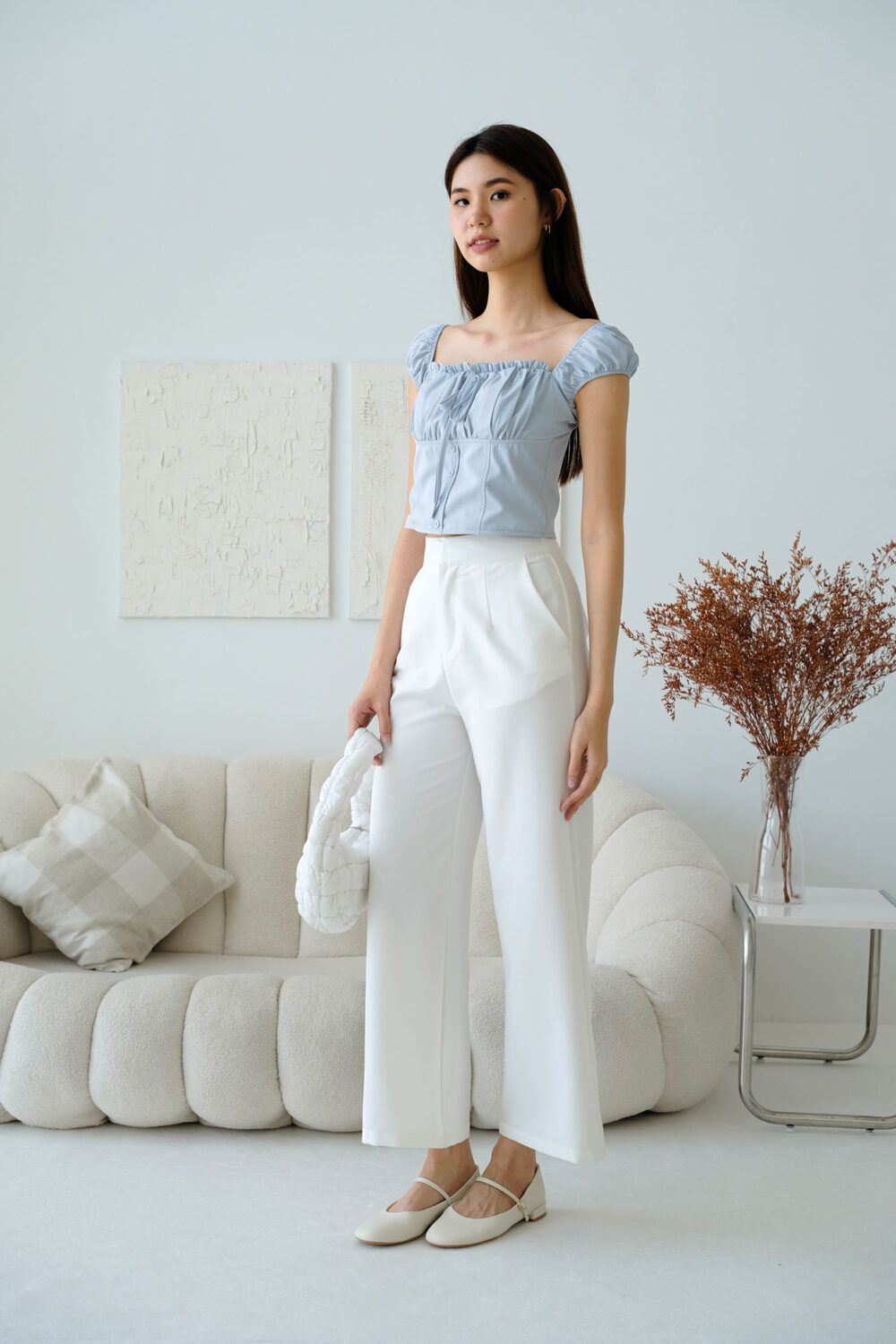 Cap Sleeve Tie String Ribbon Top - Image 3