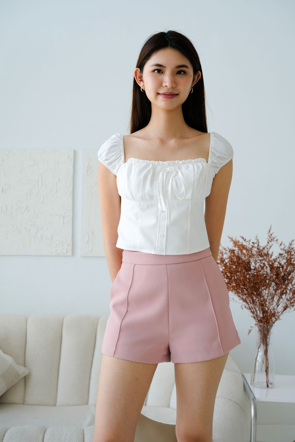 Cap Sleeve Tie String Ribbon Top - Image 4