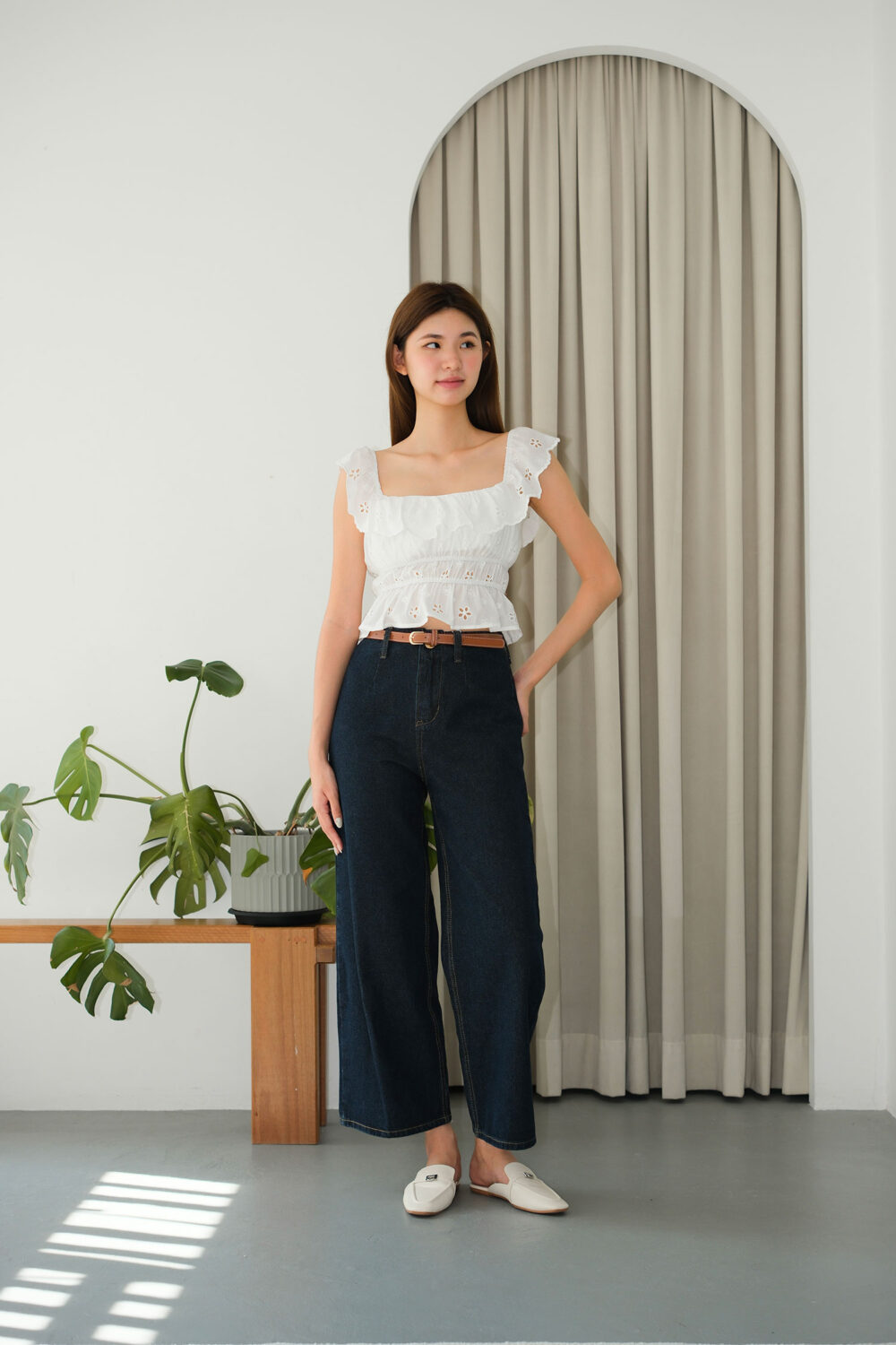 Broiderie Floral Lace Frilled Top - Image 2