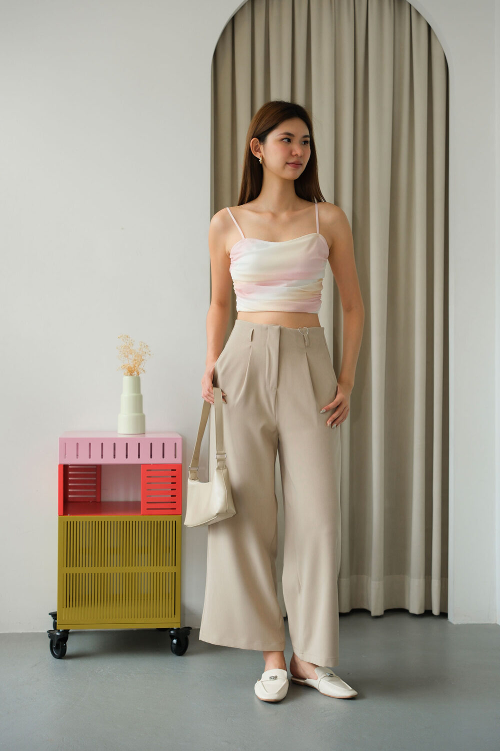 Mesh Gathered Crop Top - Image 4