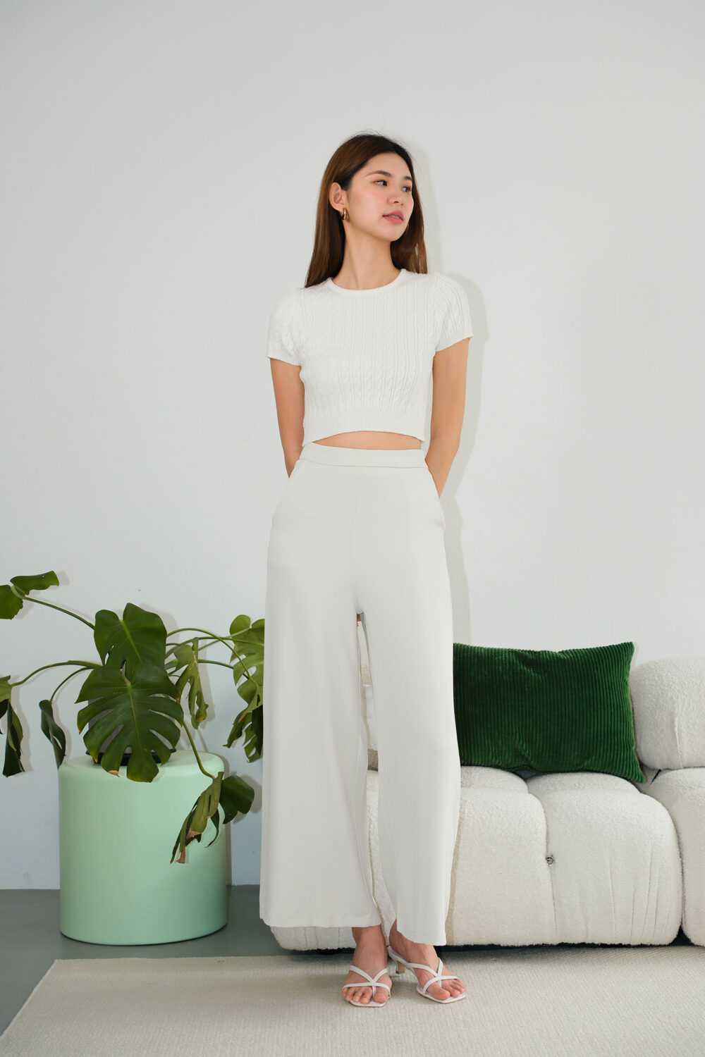 Cable Knit Crop T-Shirt - Image 2