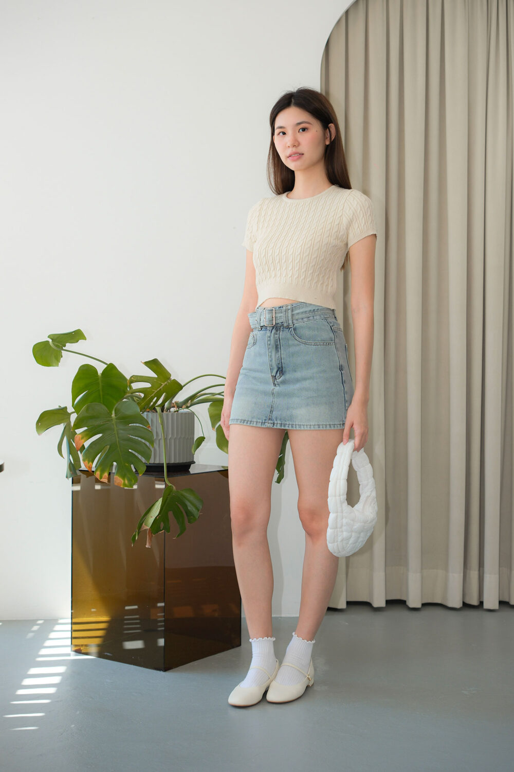 Cable Knit Crop T-Shirt - Image 2