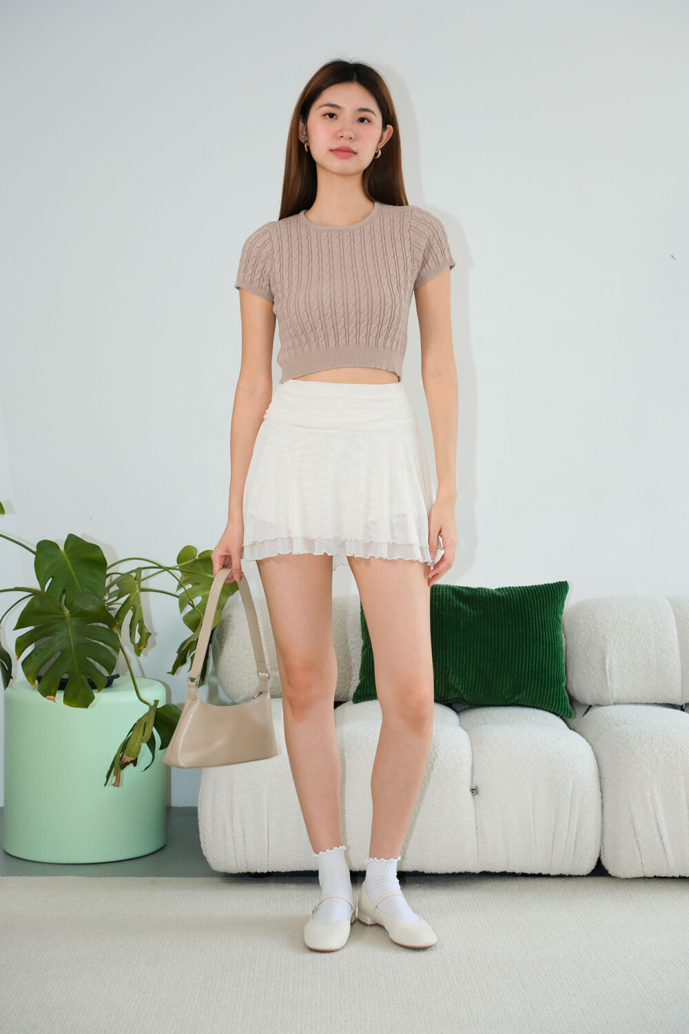 Cable Knit Crop T-Shirt - Image 4