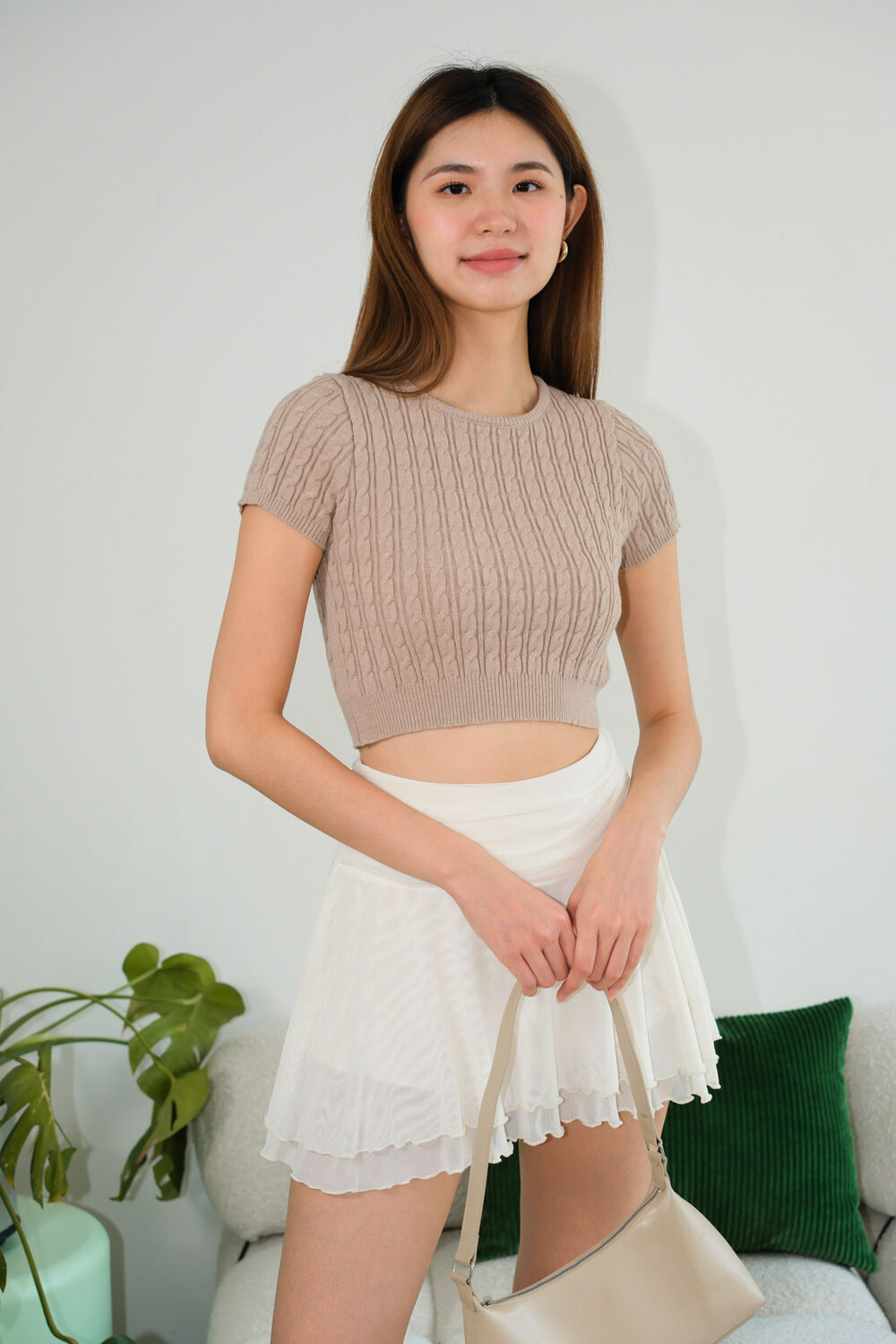 Cable Knit Crop T-Shirt - Image 6