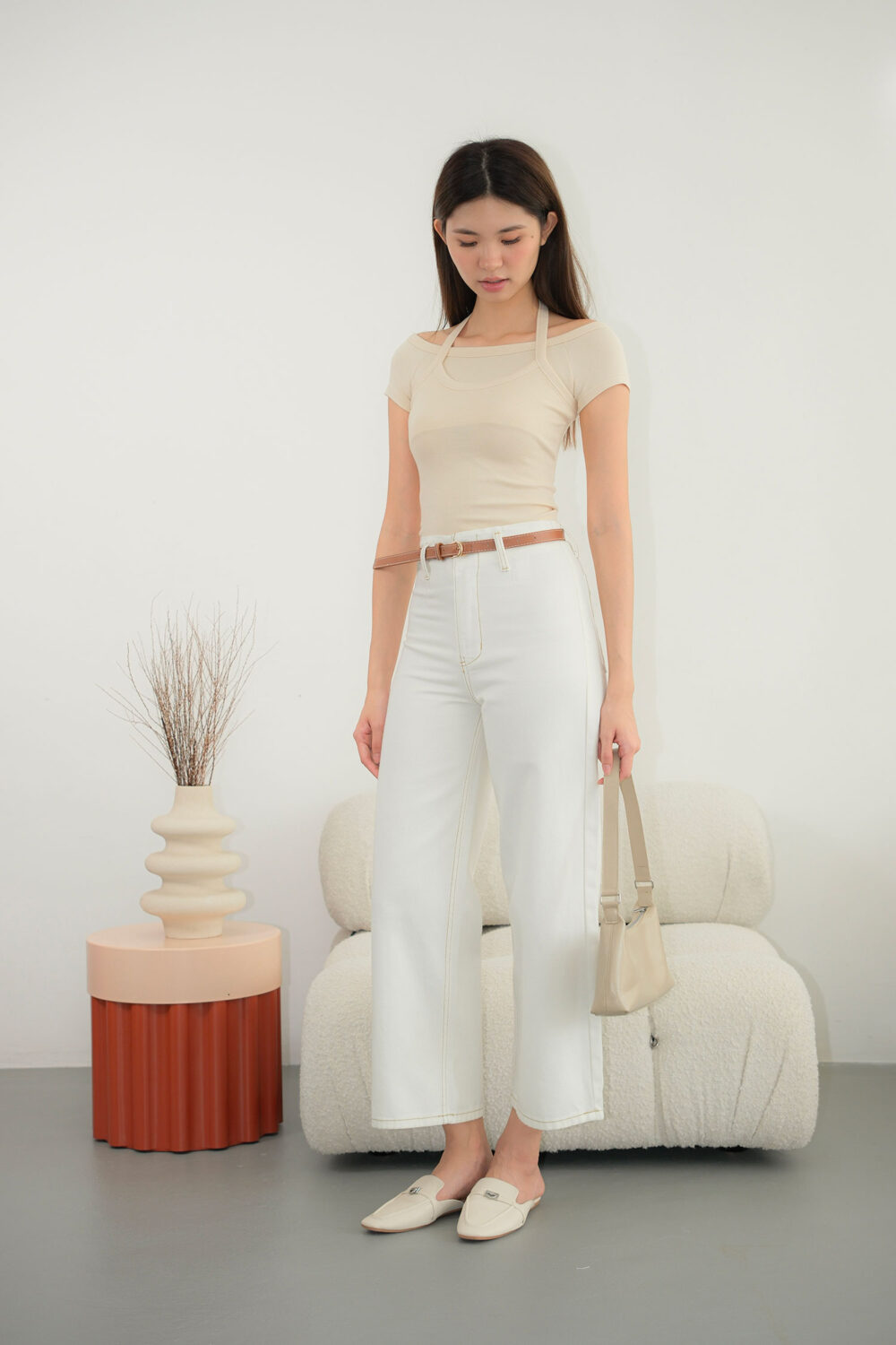 Double Layer Effect Off Shoulder T-Shirt - Image 8