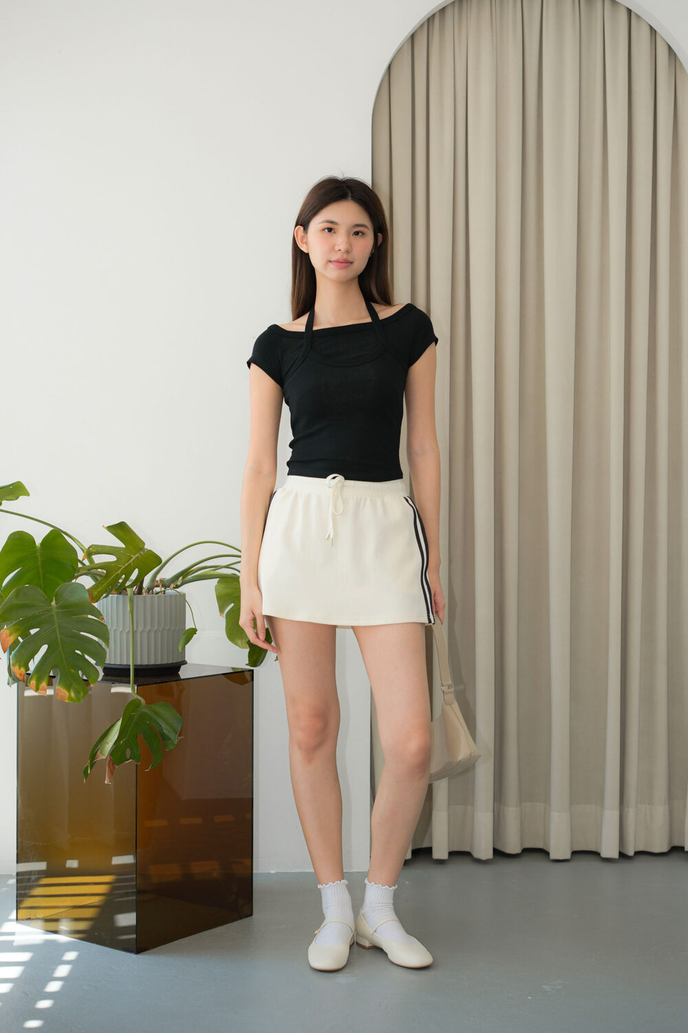 Double Layer Effect Off Shoulder T-Shirt - Image 6