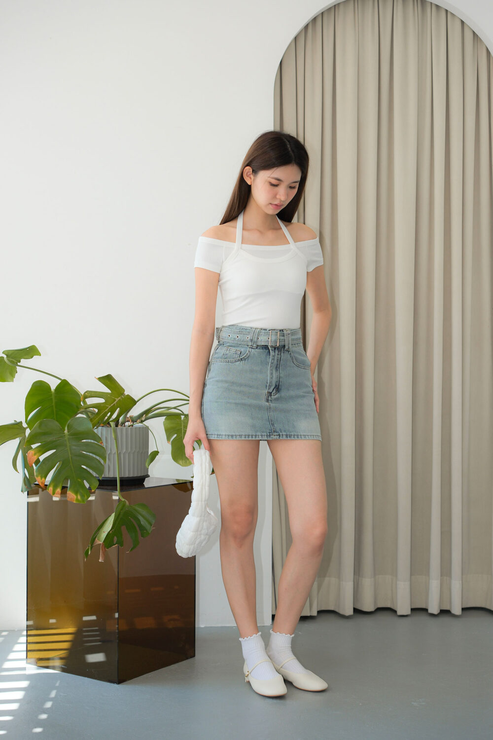 Double Layer Effect Off Shoulder T-Shirt - Image 3