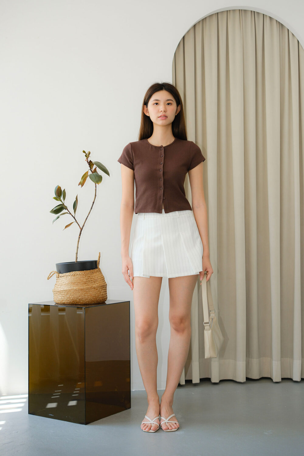 Open Button Ribbed T-Shirt - Image 3