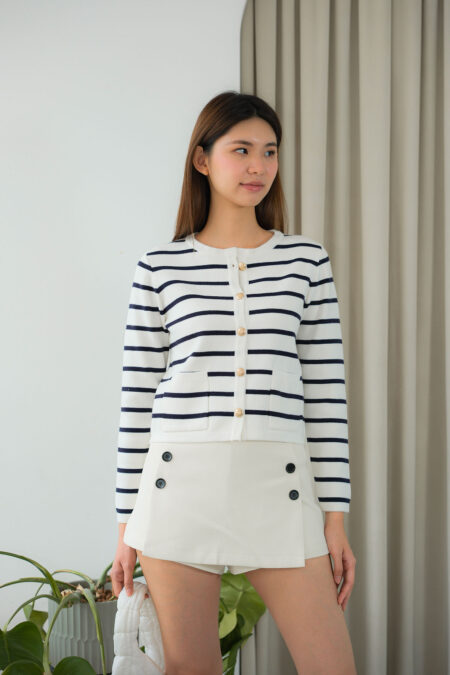 Striped Cardigan - One Size, White