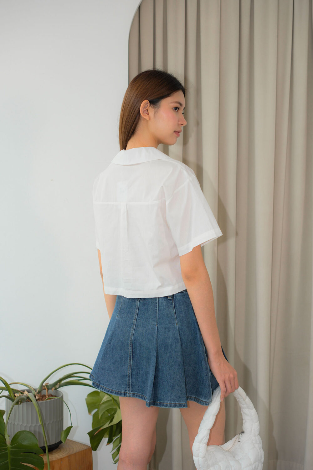 Pleated Denim Skirt - Image 5
