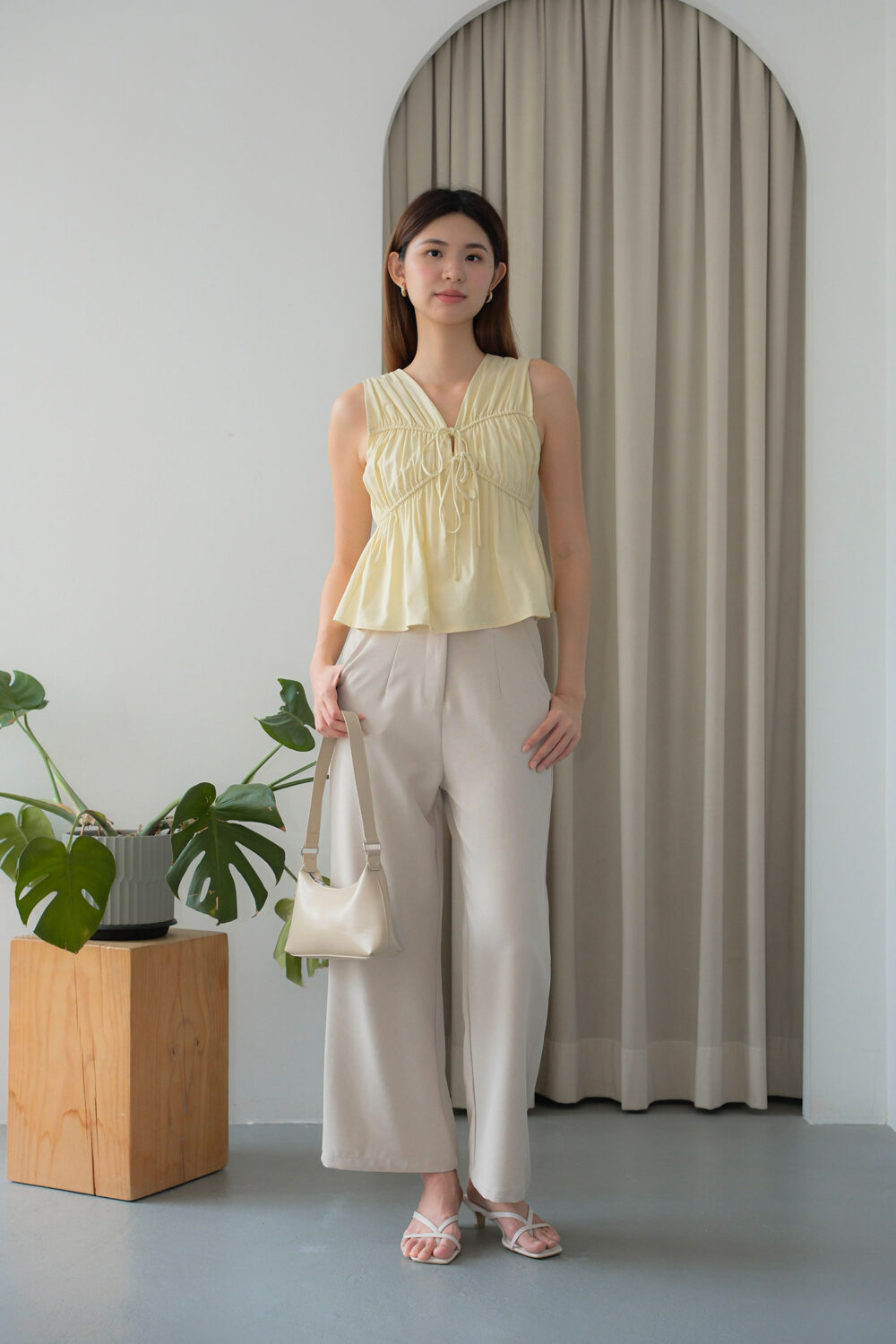 Drawstring Tie Ribbon Top - Image 4