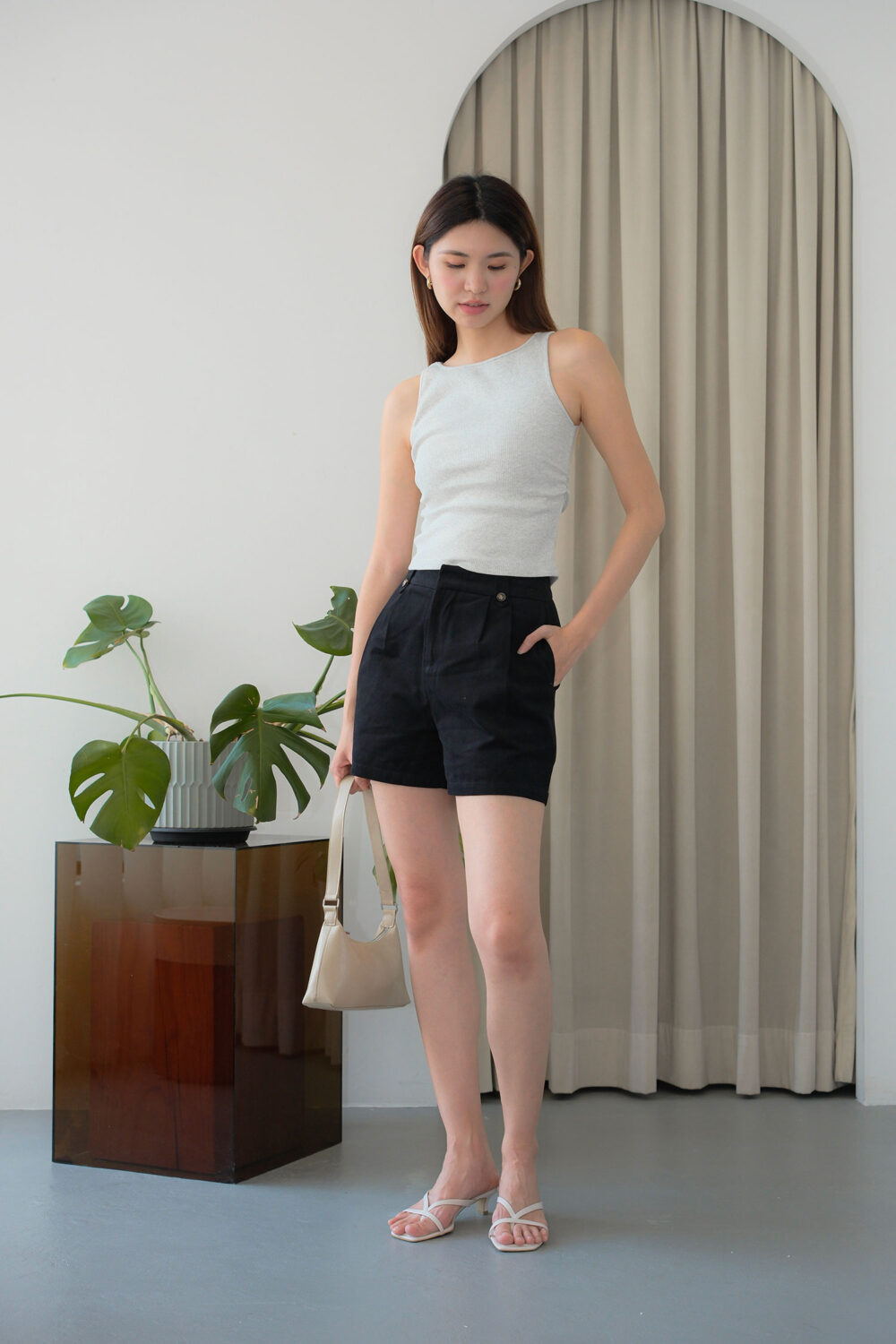 Belt Loop Button Deco Shorts - Image 7