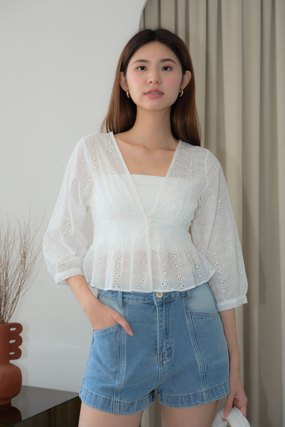 Broiderie Floral Lace Shirt - Image 4