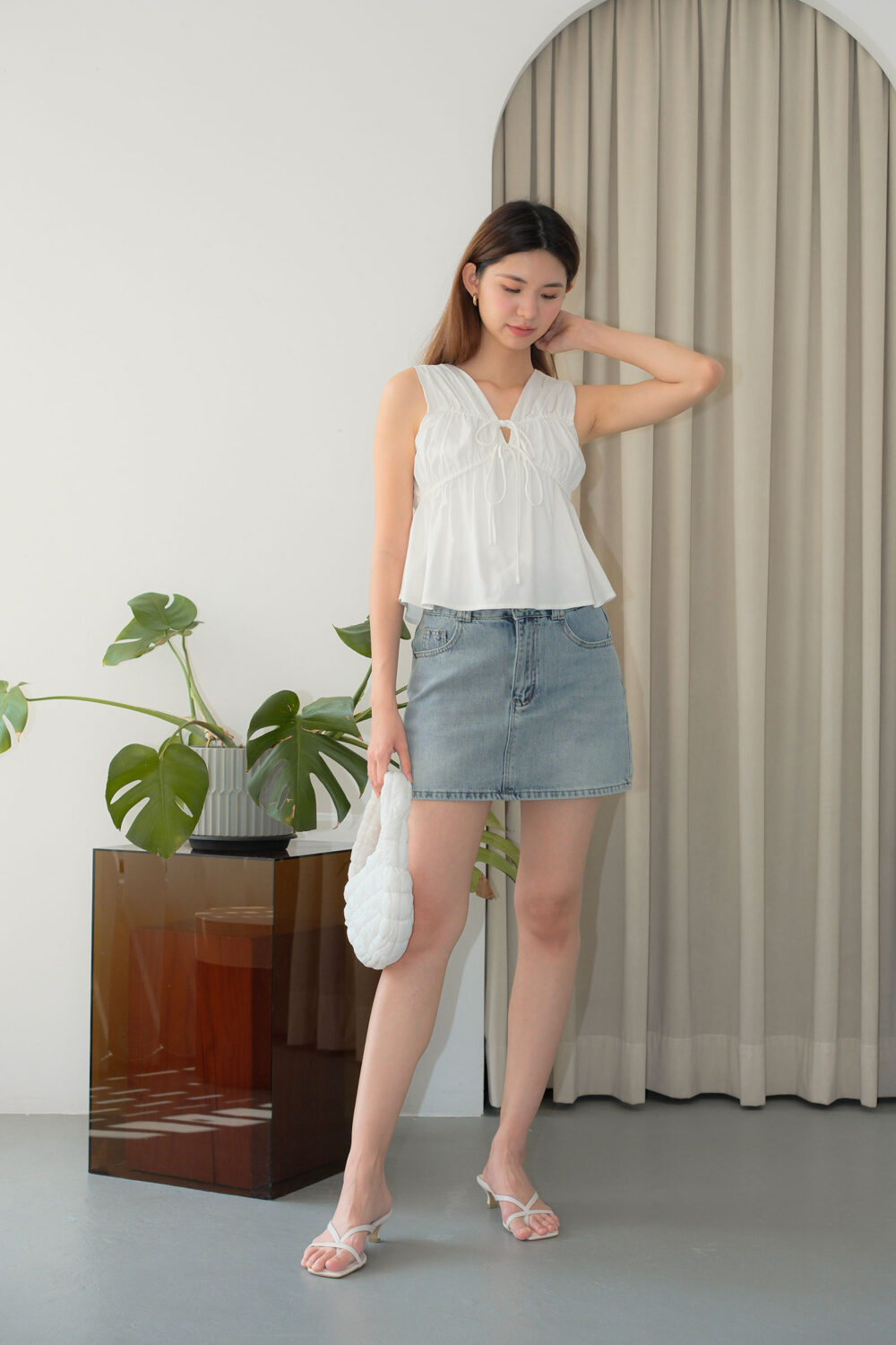 Drawstring Tie Ribbon Top - Image 2