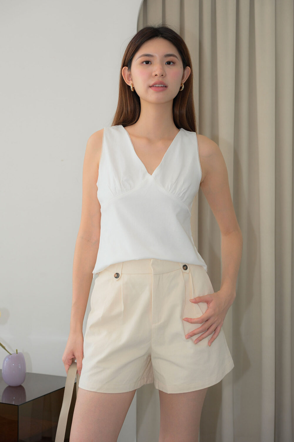 V Neck Lace Trim Top - Image 5