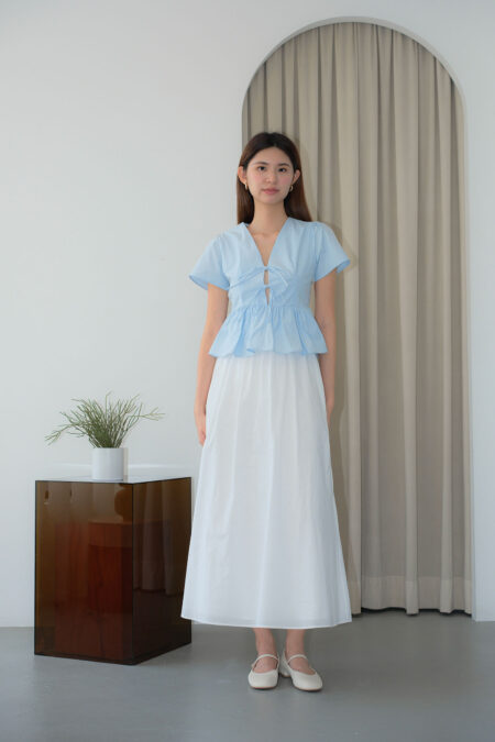 V Neck Open Tie Ribbon Top