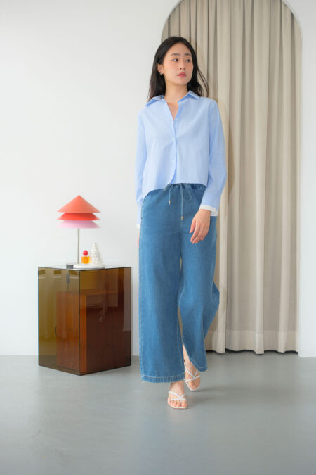 Stripped Open Back String Shirt