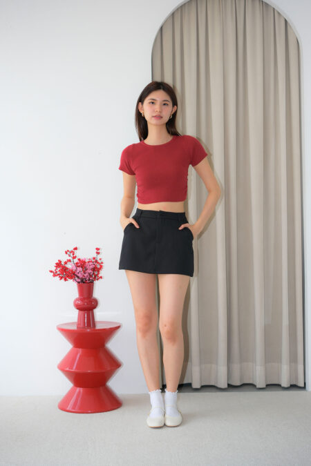 Side Ruched Knit T-Shirt