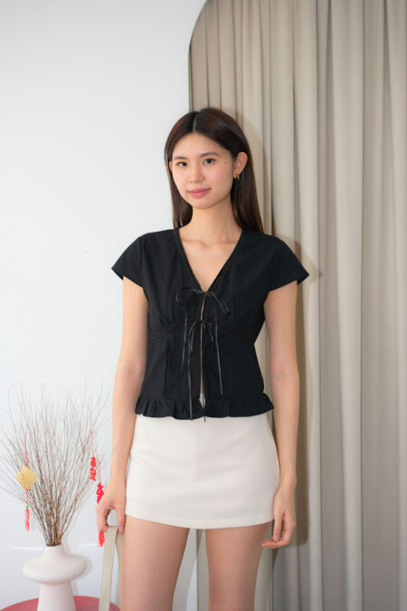 Lace Trim Open Ribbon Top