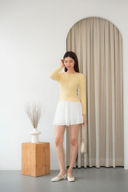 Buttoned Knit Ribbed Top