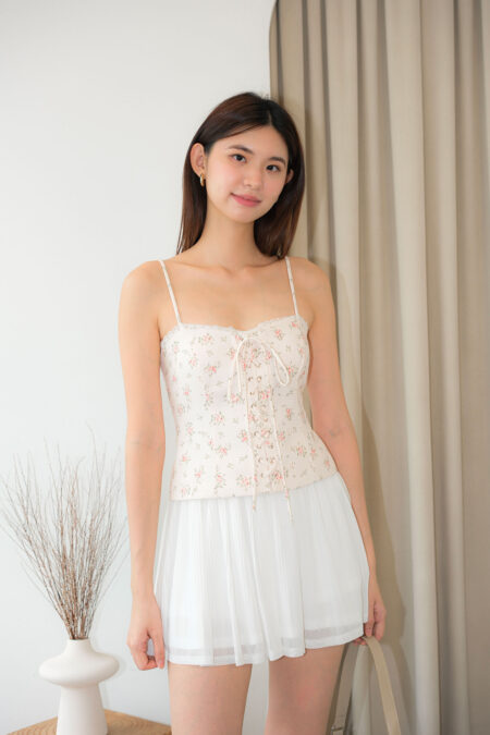 Lace Up Floral Printed Top