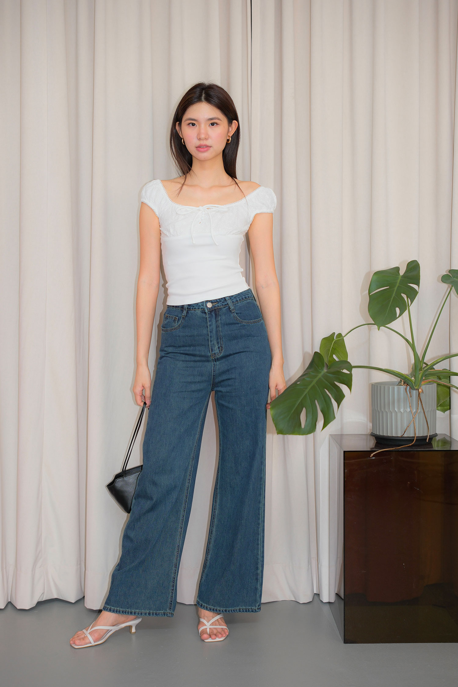 Front Tie String Elastic Band Top - Image 2