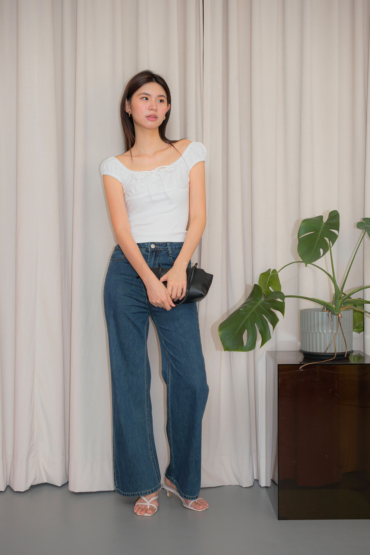 Front Tie String Elastic Band Top