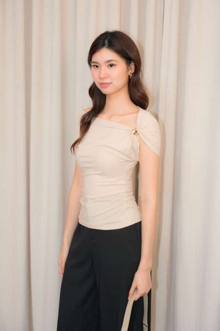 Metal Detail Draped Top