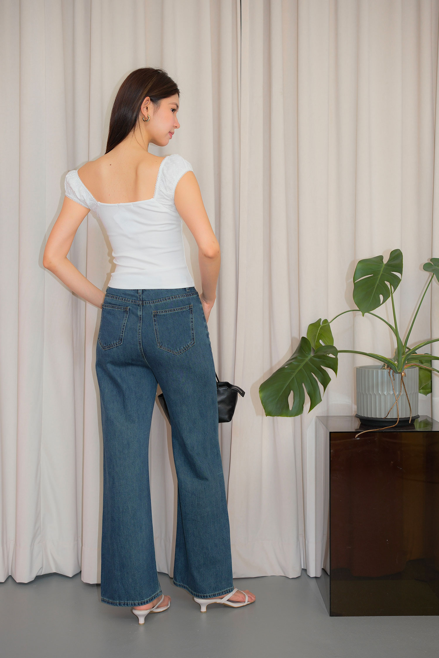 Front Tie String Elastic Band Top - Image 4