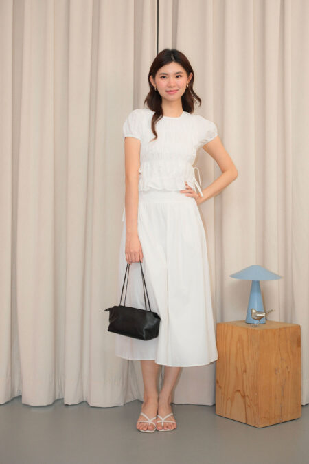 Gathered Elastic Band Linen Top