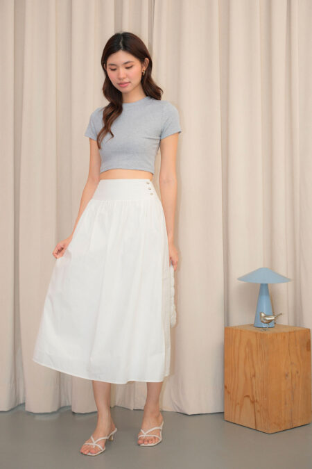 Metal Button Midi Skirt